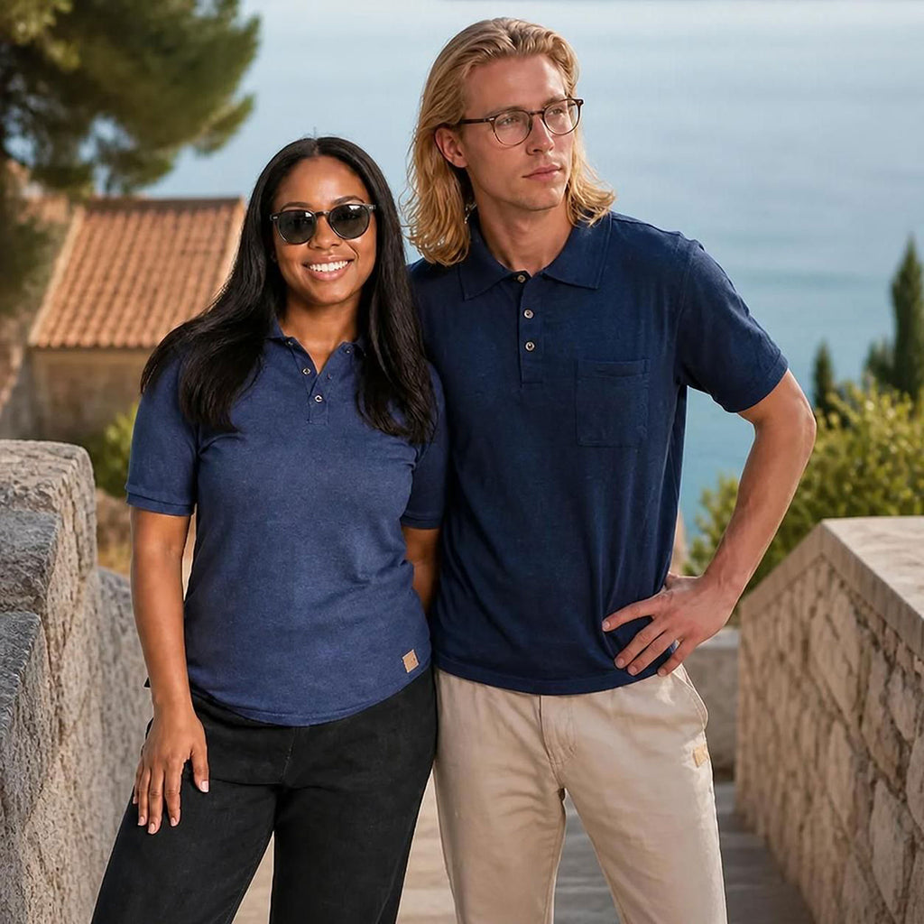 100% certified organic merino polo shirt plastic-free