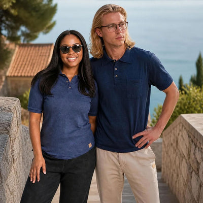 100% certified organic merino polo shirt plastic-free