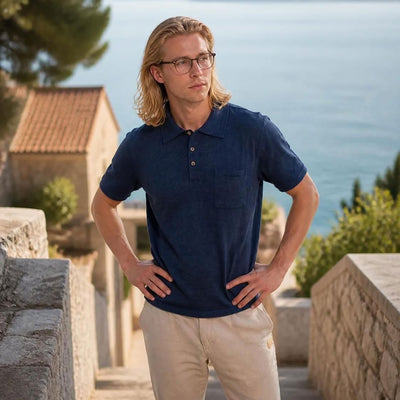 NOAH Plastic-Free 100% Organic Merino Wool Polo Shirt (OC Thread, No Polyester, No Elastic, No Synthetics) (100% Biodegradable)