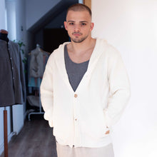 Load image into Gallery viewer, 100% organic merino wool hoodie cardigan sweater