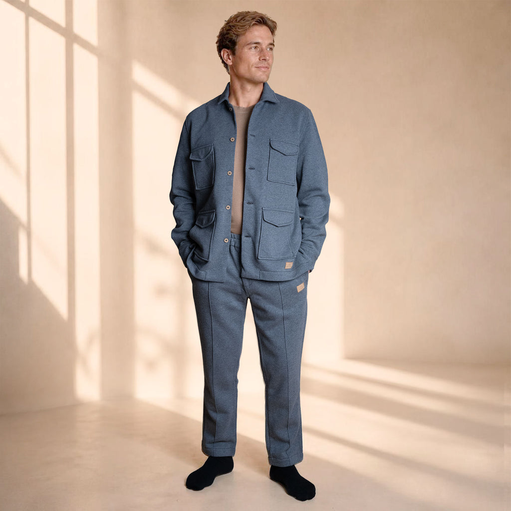 NORTHSHORE 100% Organic Cotton Fleece Jacket (OC Thread, Coconut Buttons, No Polyester, No Elastic, No Synthetics, No Plastic) (100% Natural Origin)