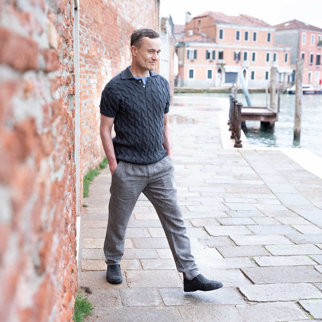 MARLON Plastic-Free 100% Organic Merino Wool Polo Shirt (OC Thread, No Polyester, No Elastic, No Synthetics) (100% Biodegradable)