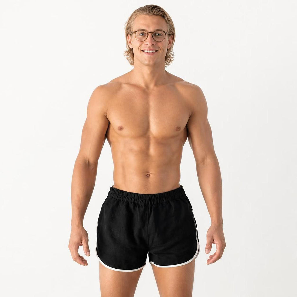 100% organic linen workout shorts no polyester no plastic
