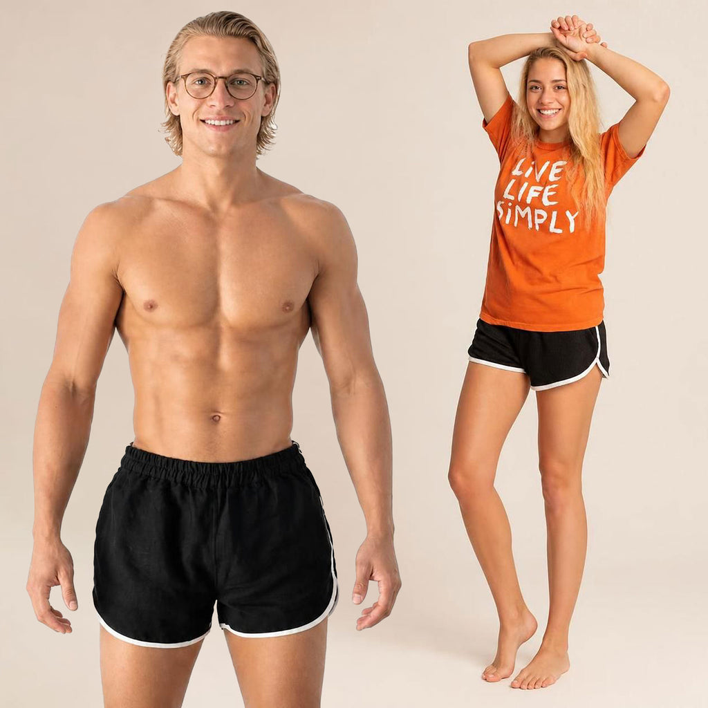 100% organic linen workout shorts plastic-free