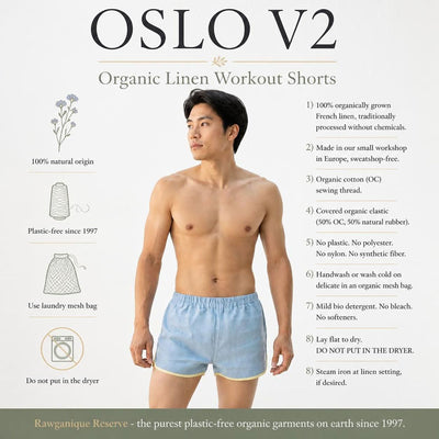 organic linen workout shorts plastic-free