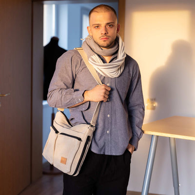 organic linen commuter bag