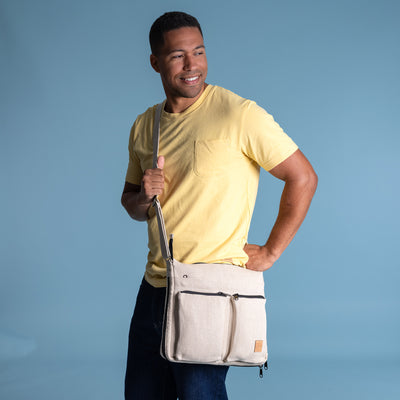 organic linen commuter bag