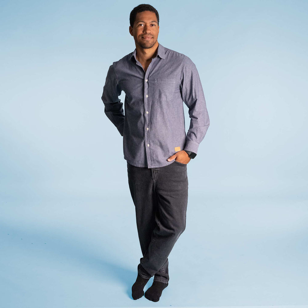 organic cotton dress shirt with plastic-free buttons