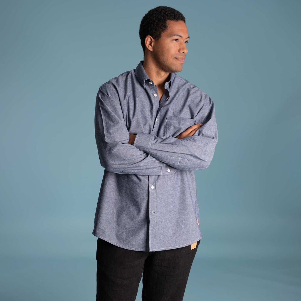Synthetic-free 100% Organic Cotton Dress Shirt Completely Plastic-free Navy V2 / Large