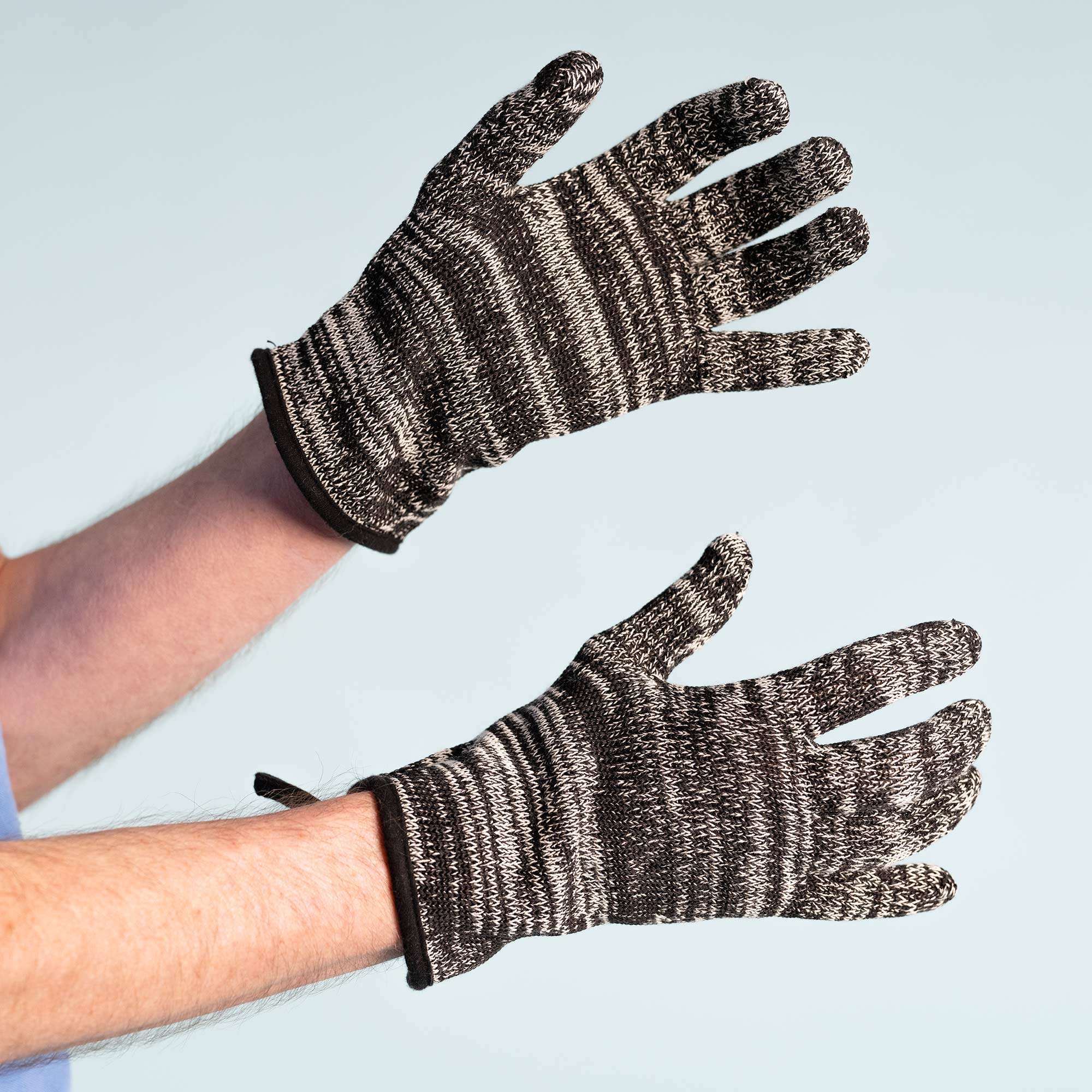 picture organic clothing handschuhe Elastic-free Organic Linen Gloves with Organic Cotton Plastic-free Black/Natural / XL