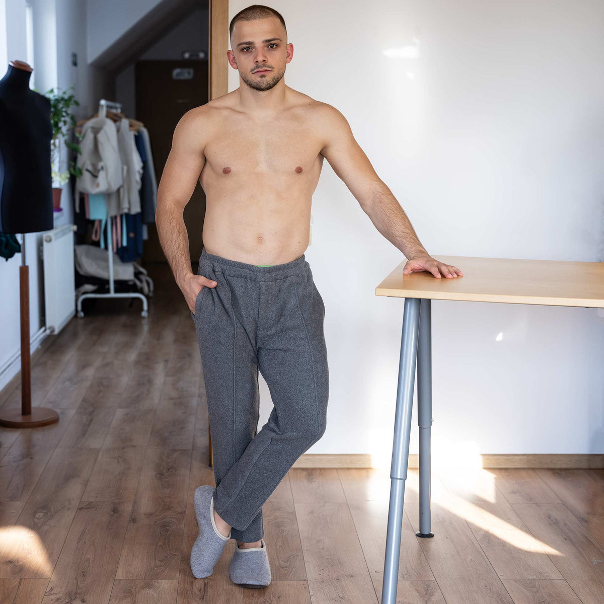 Organic Cotton Flex-Waist Joggers Sweat Pants (Unisex; Coconut