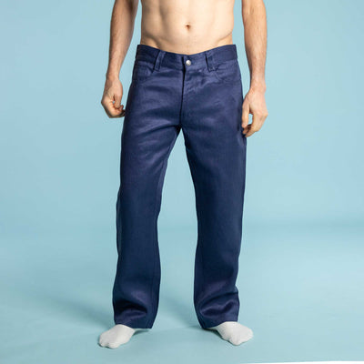 slim straight hemp jeans