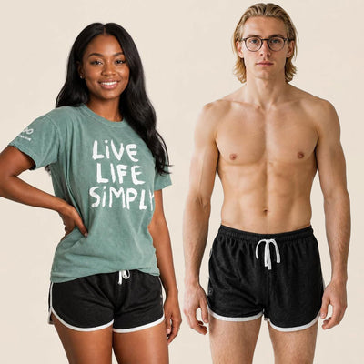 100% organic linen knit running shorts plastic-free
