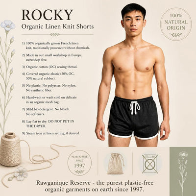 100% organic linen knit running shorts plastic-free polyester-free