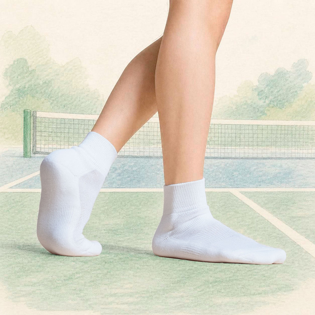 ROLAND GARROS 99-99.9% Organic Cotton Tennis Anklet Socks (0.1-1% Biodegradable Elastic, Dye-free, Breathable Mesh Design) (100% Biodegradable)