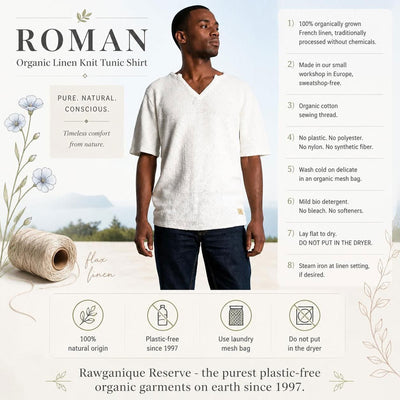 100% organic linen knit tunic shirt plastic-free