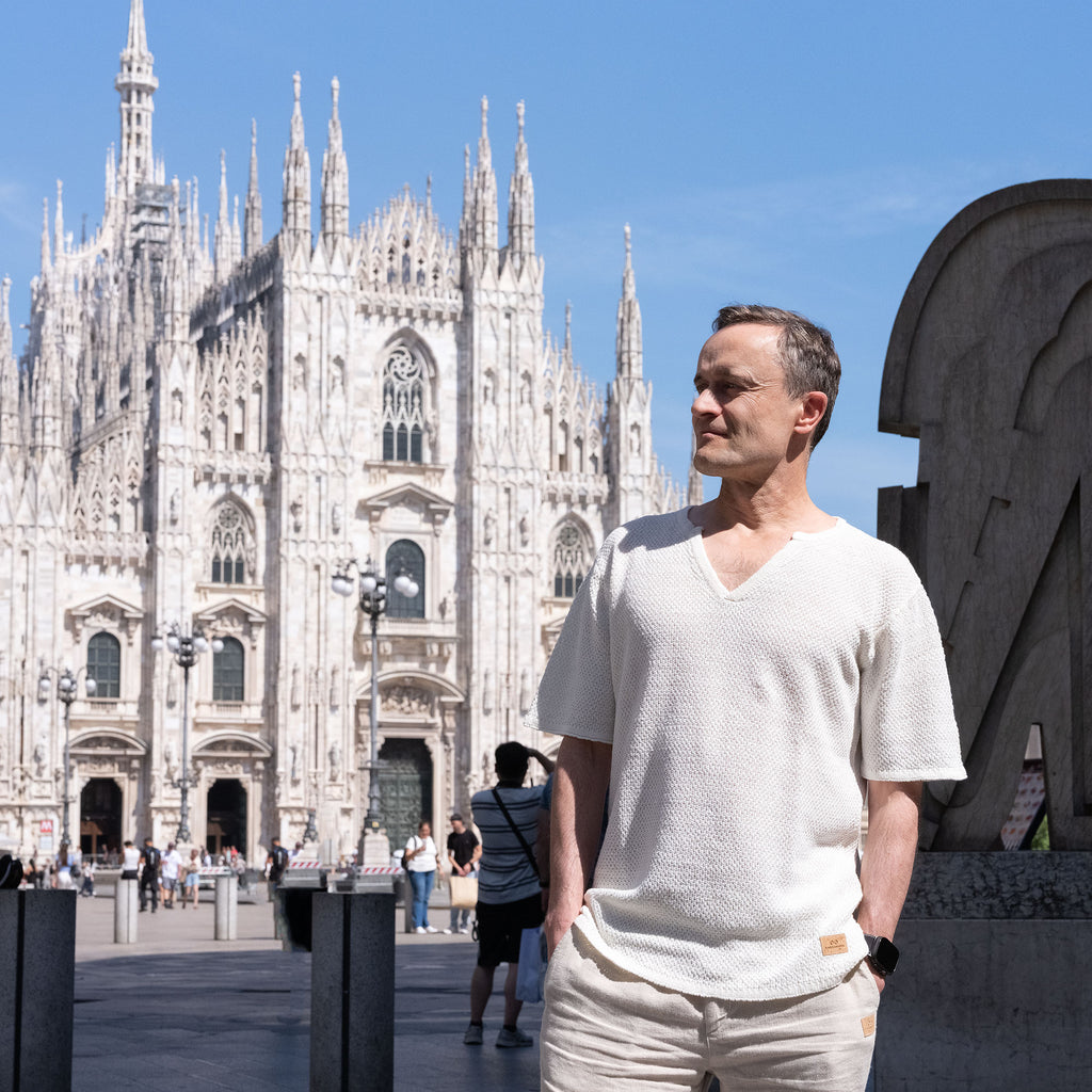plastic-free 100% organic linen knit shirt