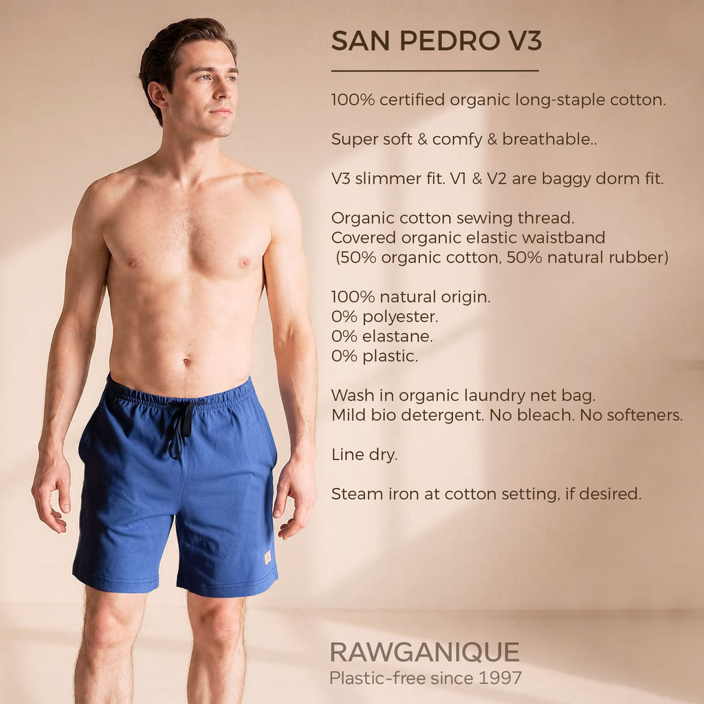 100% certified organic lounge shorts plastic-free