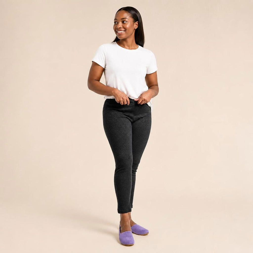 plastic-free 100% organic linen knit leggings