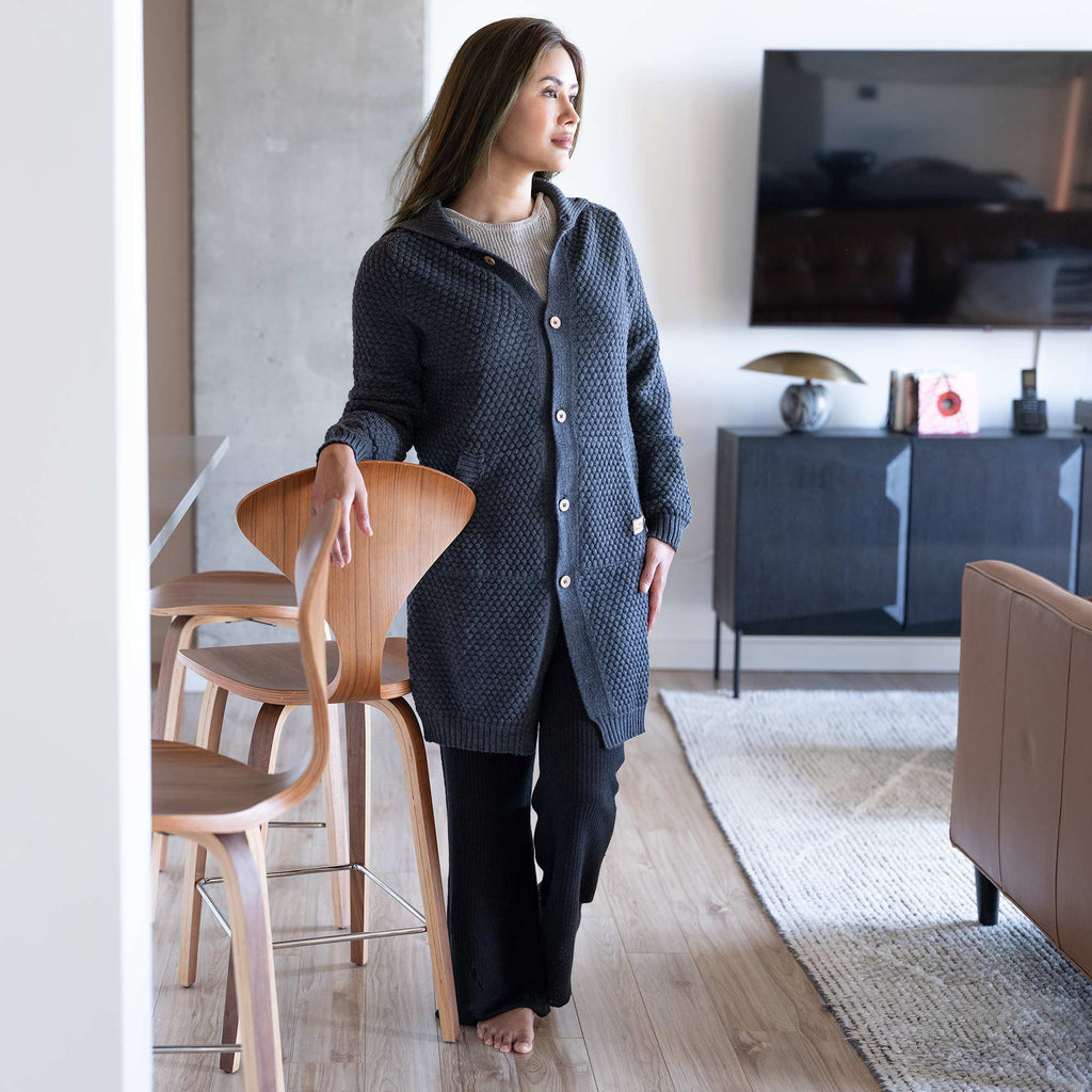 100% organic merino wool long coat
