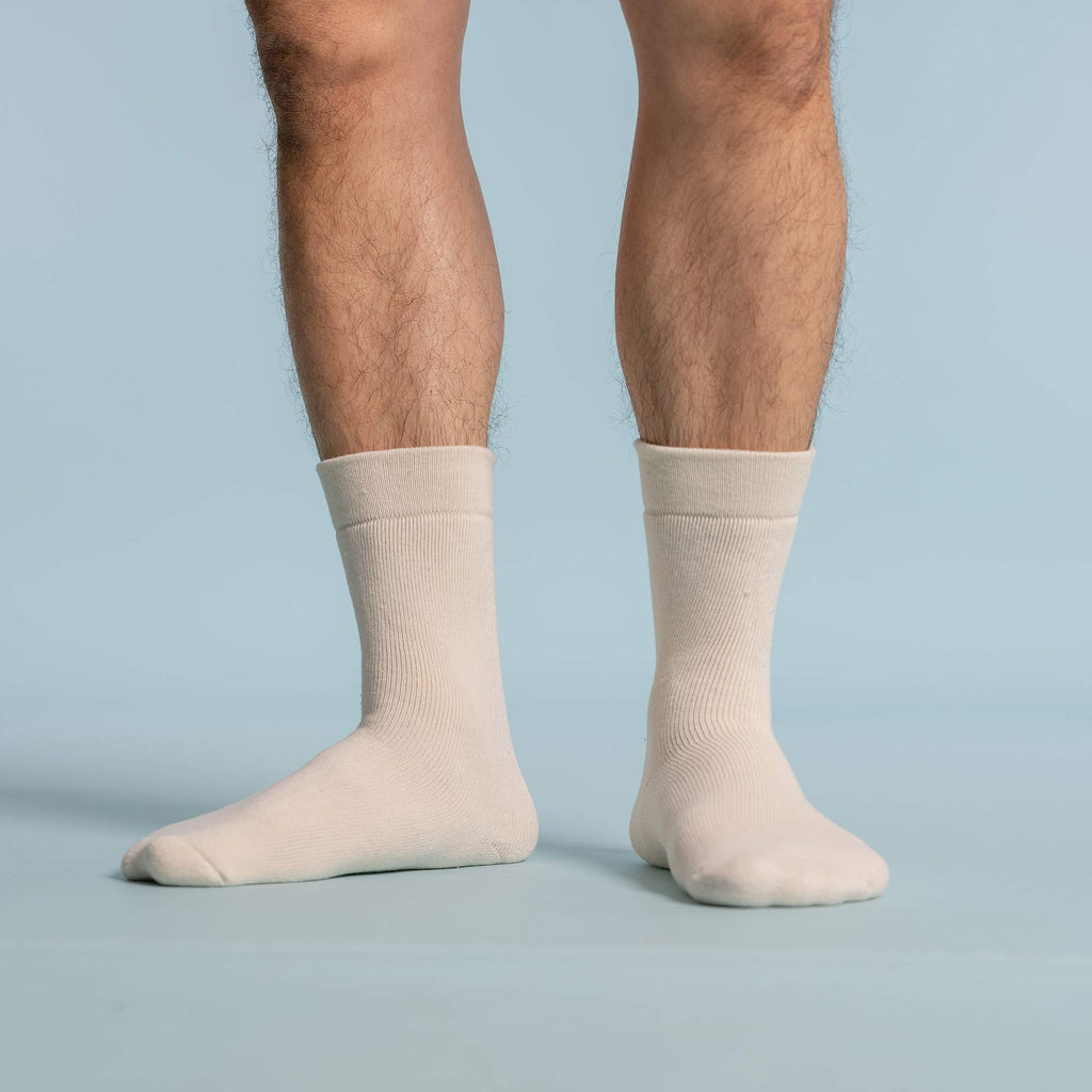 Organic Cotton Terry Socks (Chemical-Free, Plastic-free, Breathable) Natural V1 (Undyed) / S (W5-8)