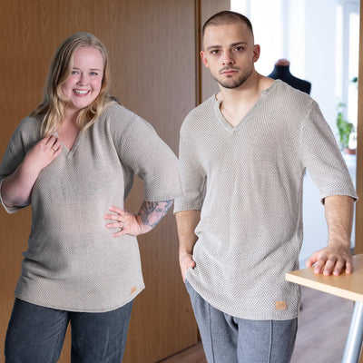 organic linen knit tunic shirt