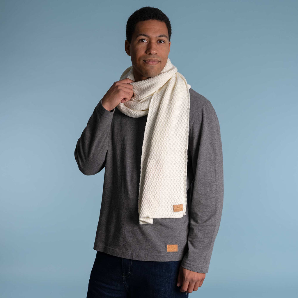 plastic-free 100% organic merino wool scarf