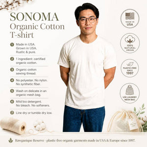 100% certified organic cotton t-shirt made in usa plastic-free
