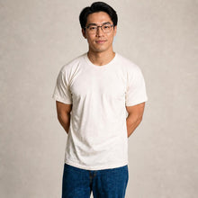 Load image into Gallery viewer, 100% certified organic cotton t-shirt made in usa plastic-free polyester-free organic cotton sewing thread