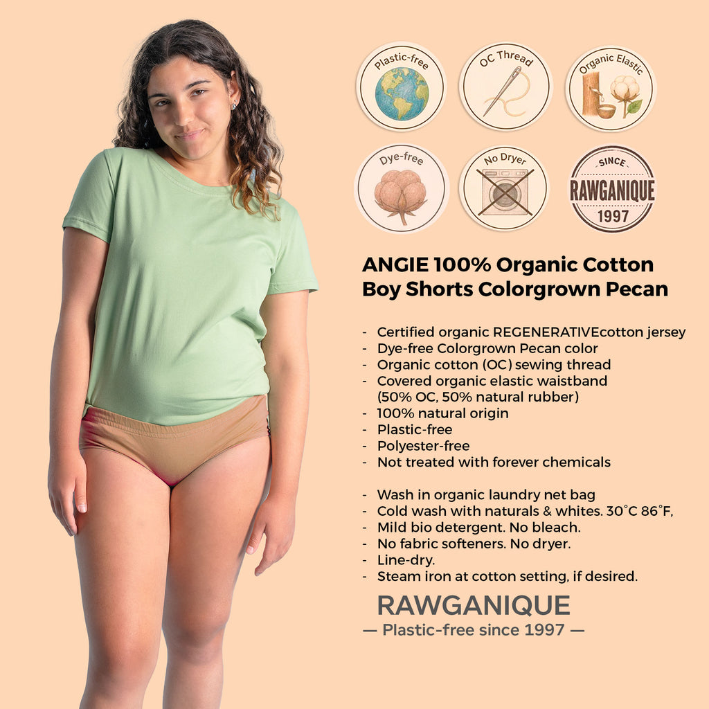 certified organic regenerative cotton panty underwear for ladies dye-free cologrown brown plastic-free polyester-free