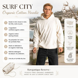 polyester-free 100% certified organic cotton lightweight hoodie made in usa
