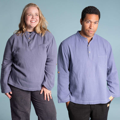 plastic-free organic cotton gauze shirt
