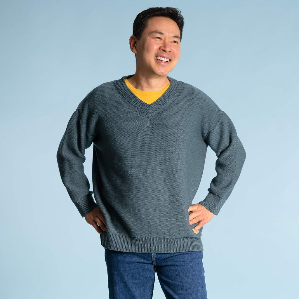 100% organic merino wool v neck sweater