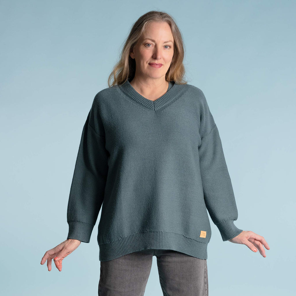 TAHOE 100% Certified Organic Merino Wool Oversized Sweater (Unisex) (No Elastic, No Polyester, No Acrylic, No Synthetics; OC Thread) (100% Biodegradable)