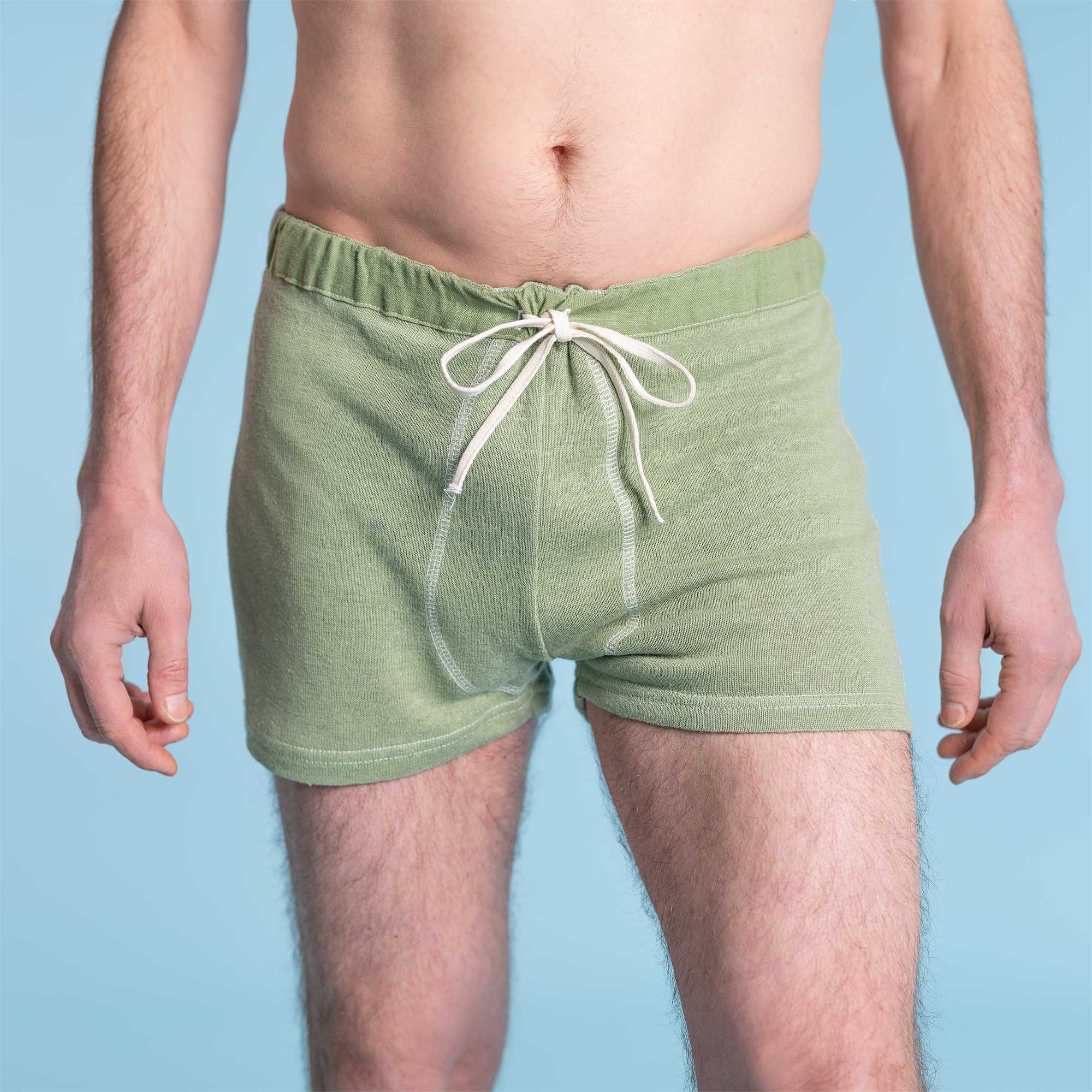 Organic Flax Linen Knit Drawstring Boxers (Covered Elastic