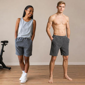 TETON 100% Organic Cotton Fleece Sweat Shorts (OC Thread, Covered Organic Elastic Waist, No Polyester, No Synthetics) (100% Biodegradable)