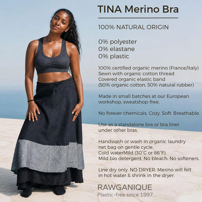 plastic-free organic merino wool bra