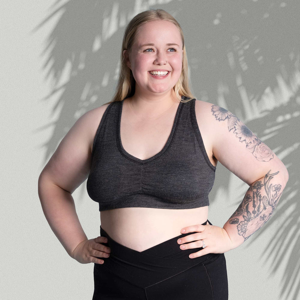 TINA 100% Organic Merino Wool Bra | Bra Liner (Plastic-free, OC Thread, No Polyester, Certified Organic, Not Superwashed, No Wire, Covered Organic Elastic Band, No Endocrine Disrupting Forever Chemicals, No Synthetics) (100% Biodegradable)