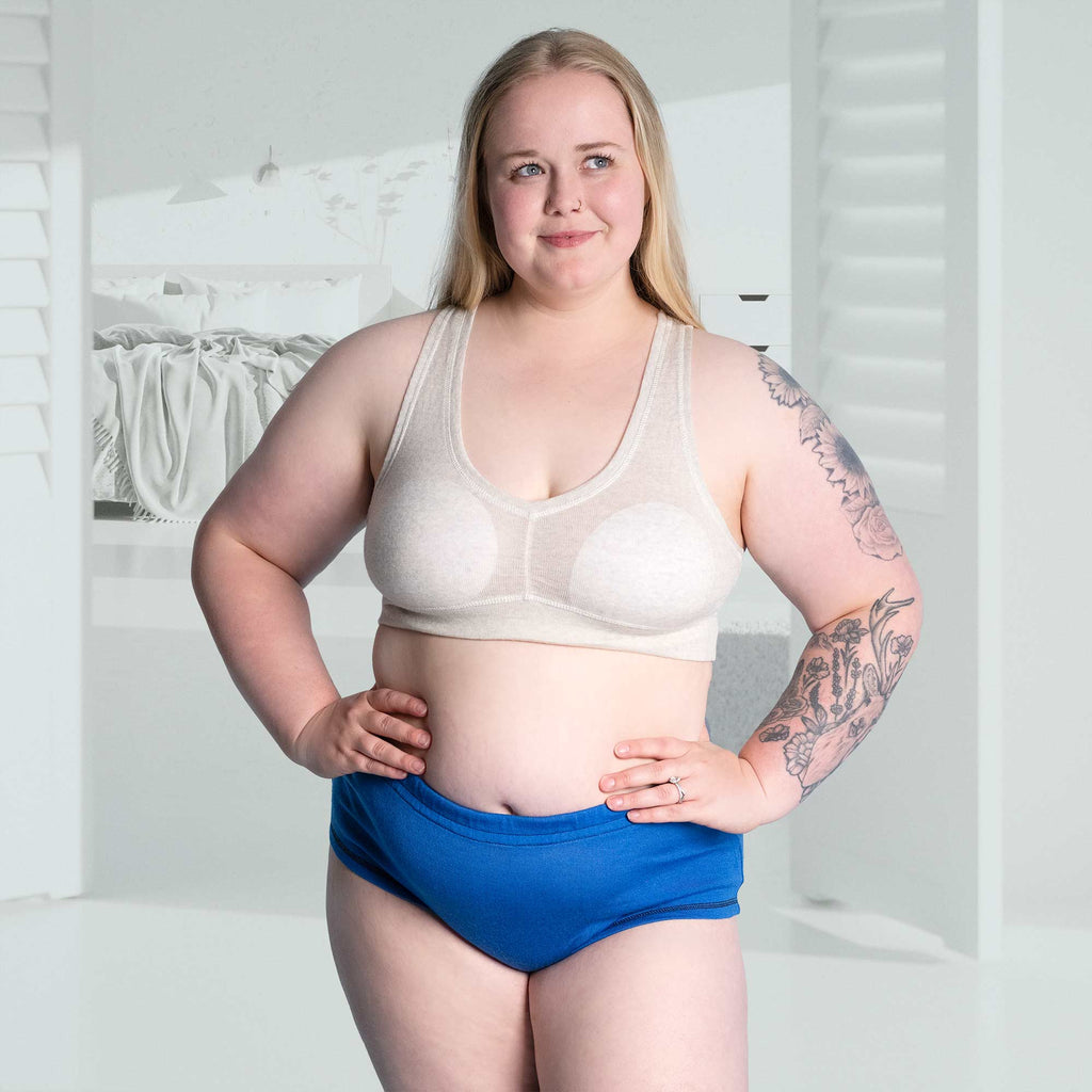 plastic-free 100% certified organic merino wool bra