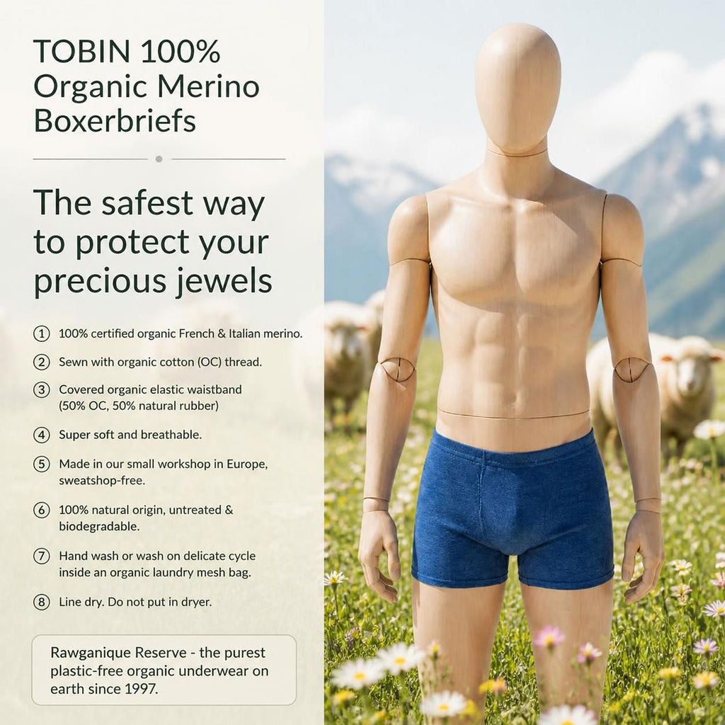 plastic-free 100% certified organic merino wool boxer briefs
