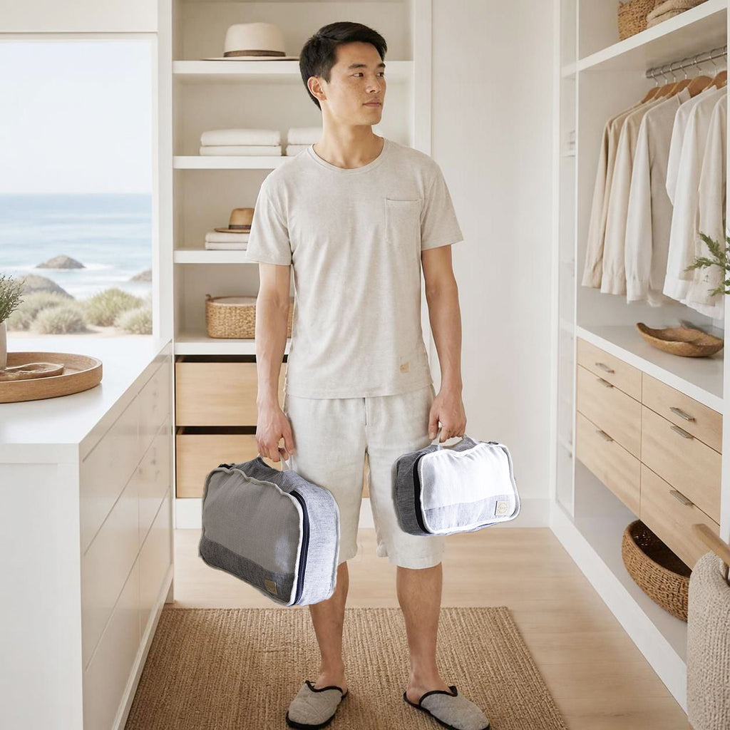 organic linen compression packing cube