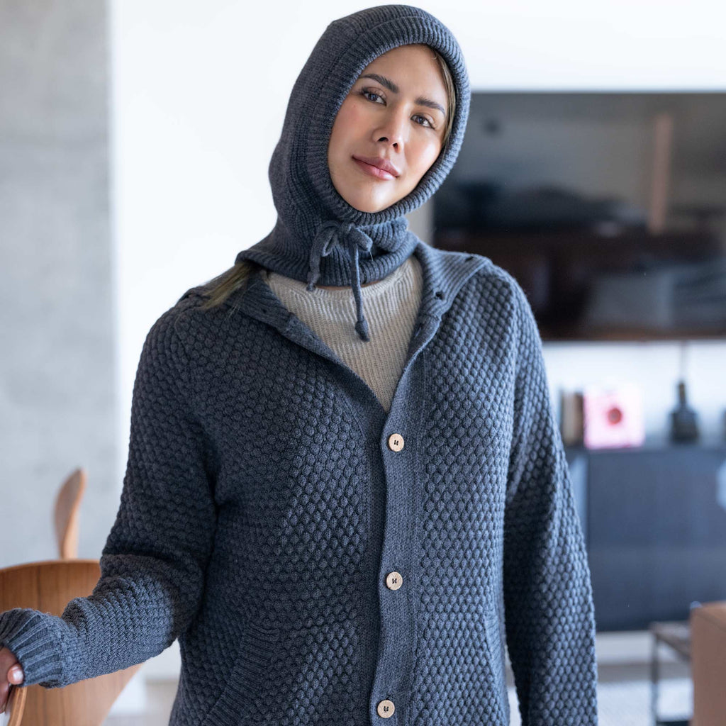 100% organic merino wool hat with hoodie