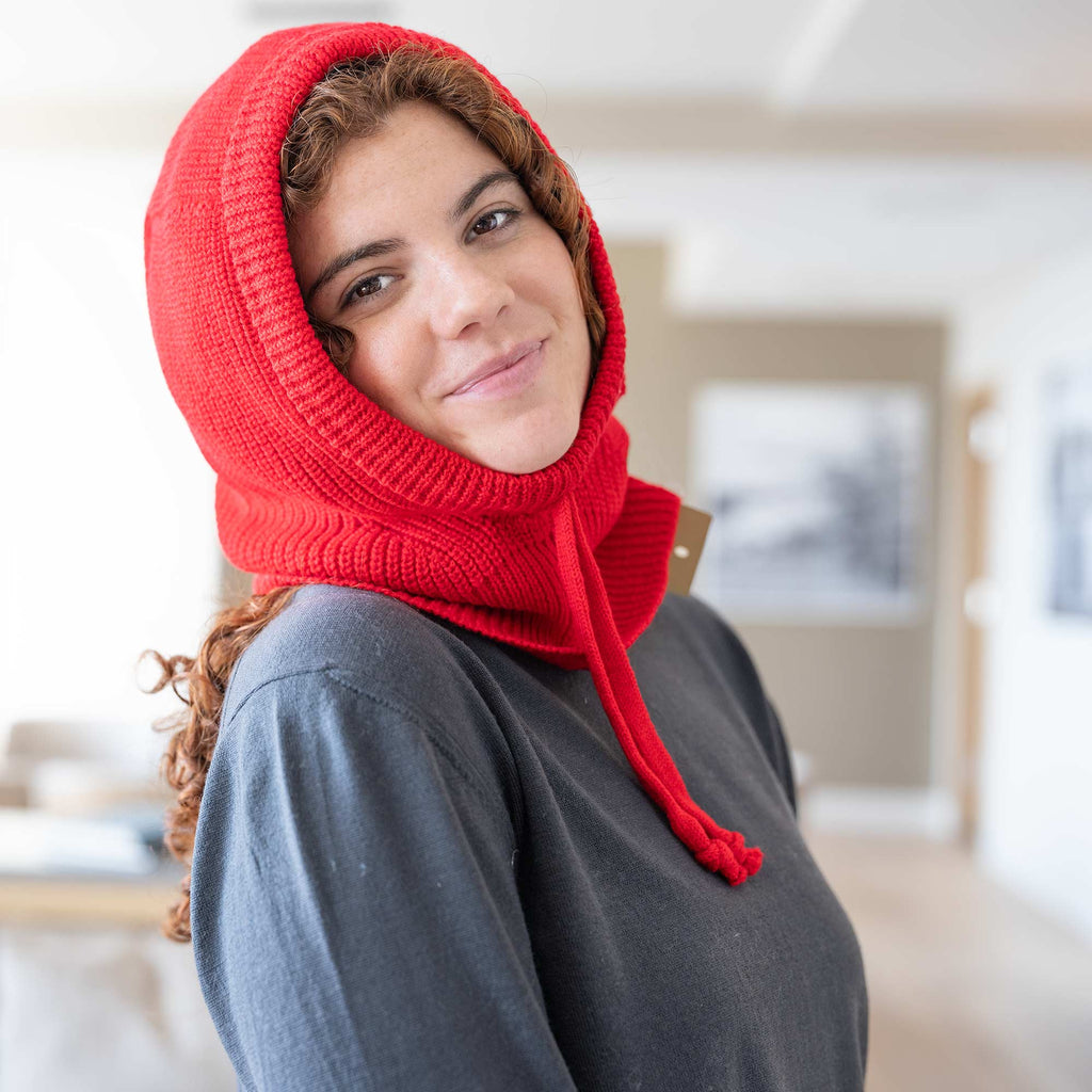 organic merino wool hooded hat