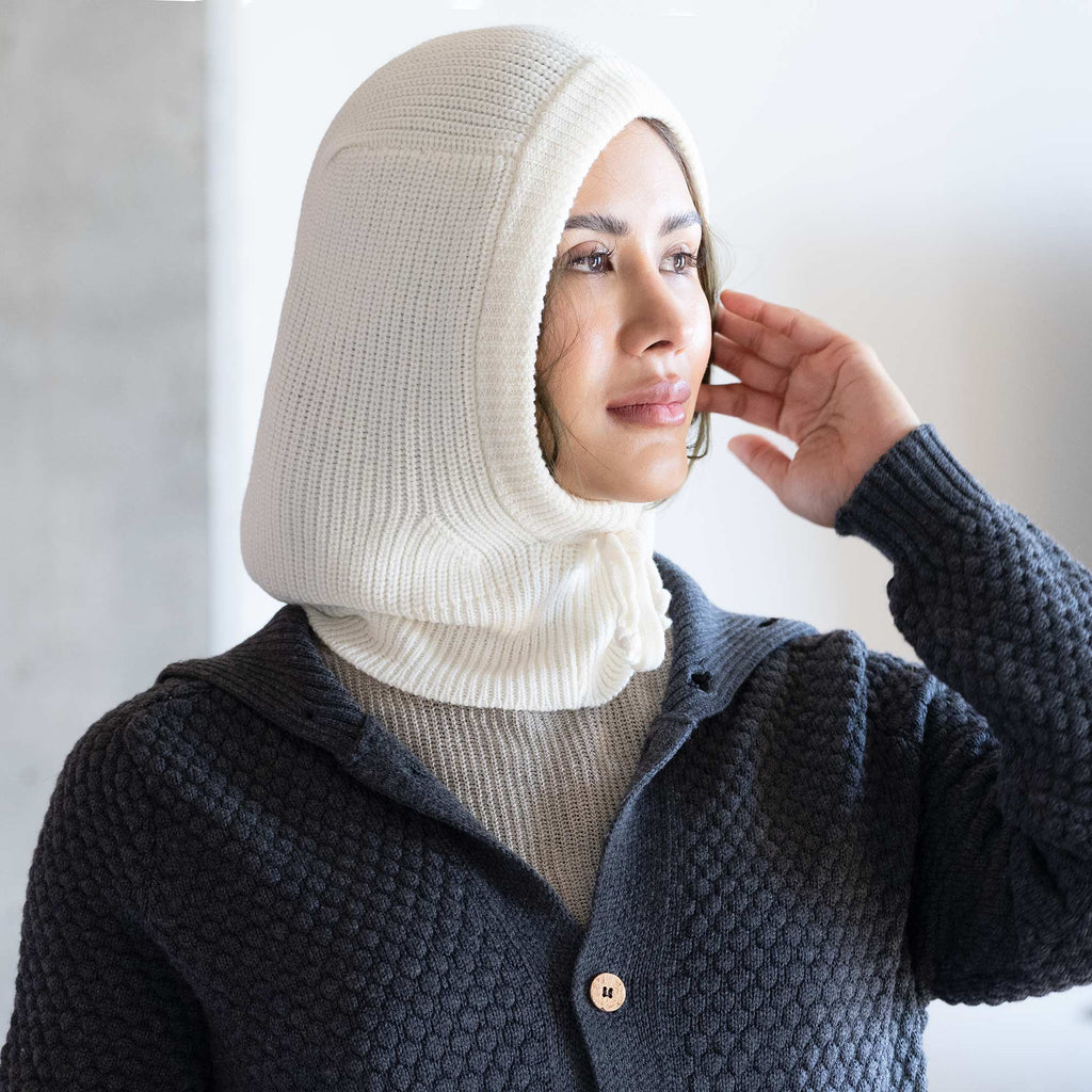 100% organic merino wool hoodie hat