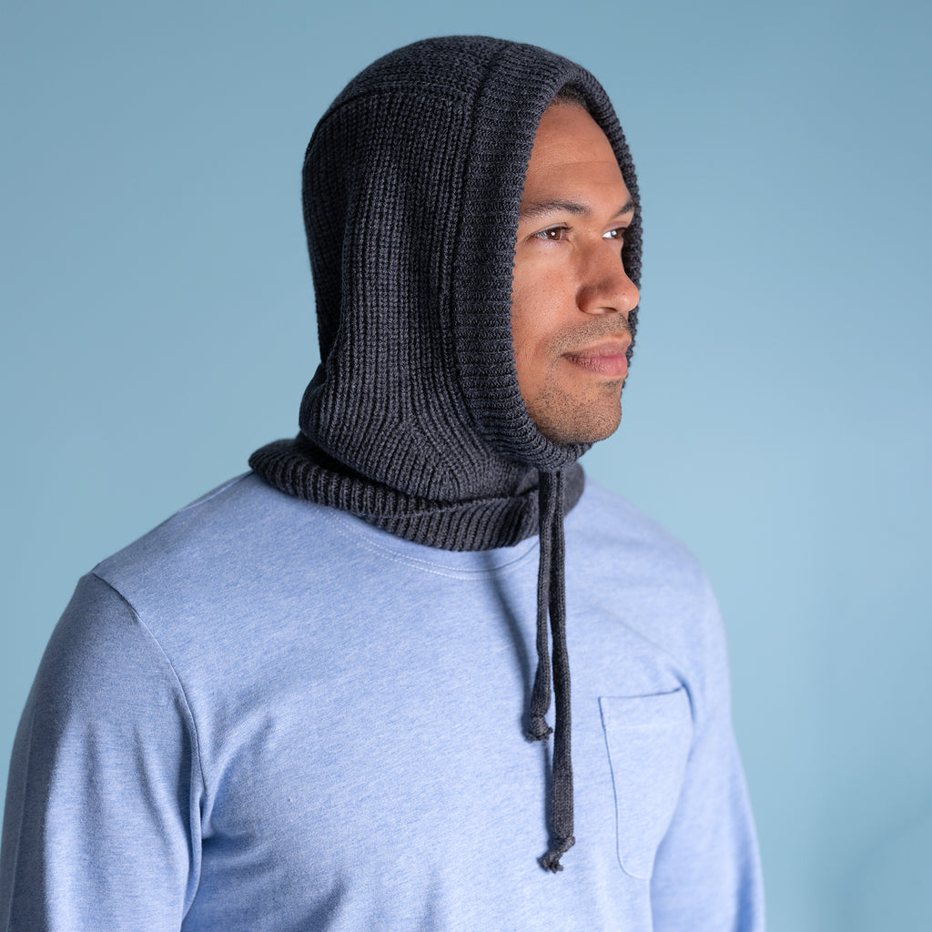 organic merino wool hat with hoodie