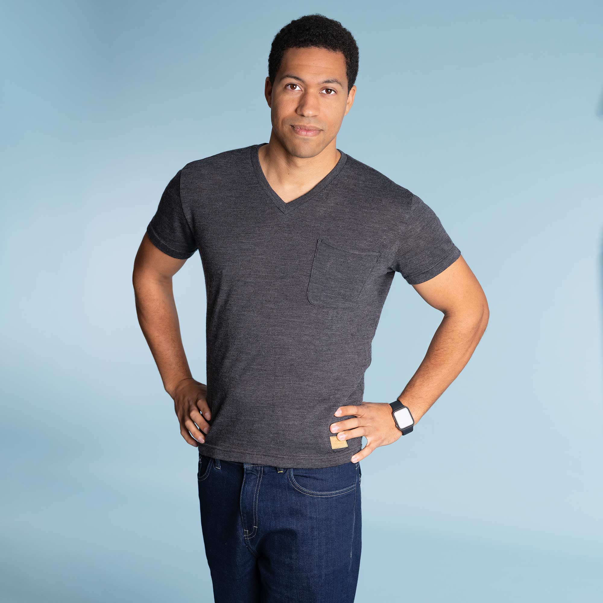100% Organic Merino Wool V-Neck T-Shirt (100% Biodegradable Non
