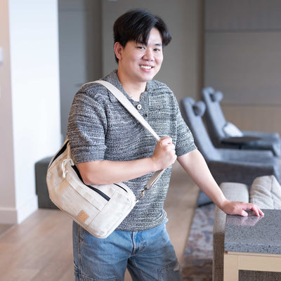 organic linen crossbody bag