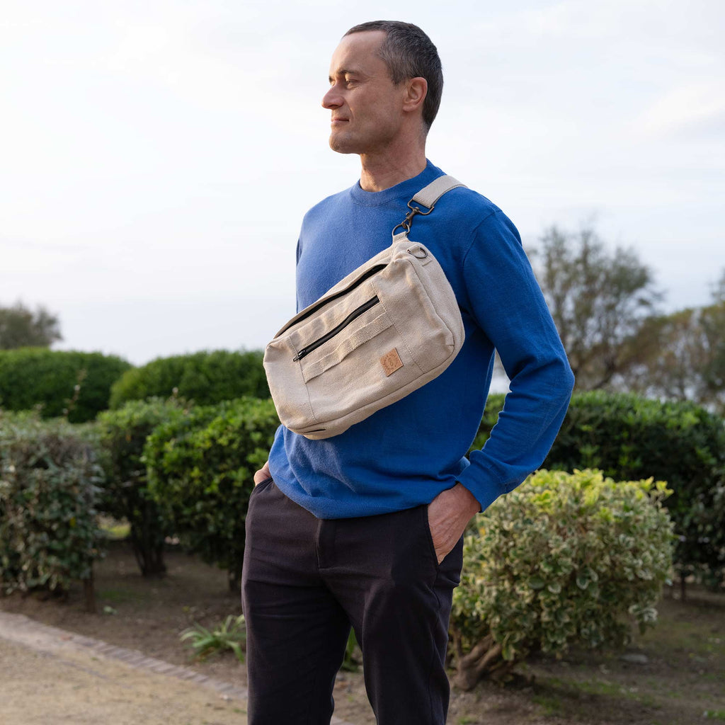 organic linen crossbody bag
