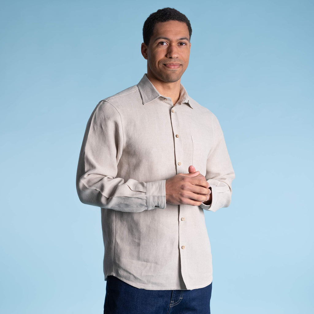 Plastic-free 100% Organic Linen Dress Shirt Plastic-free 100% Organic Linen Dress Shirt