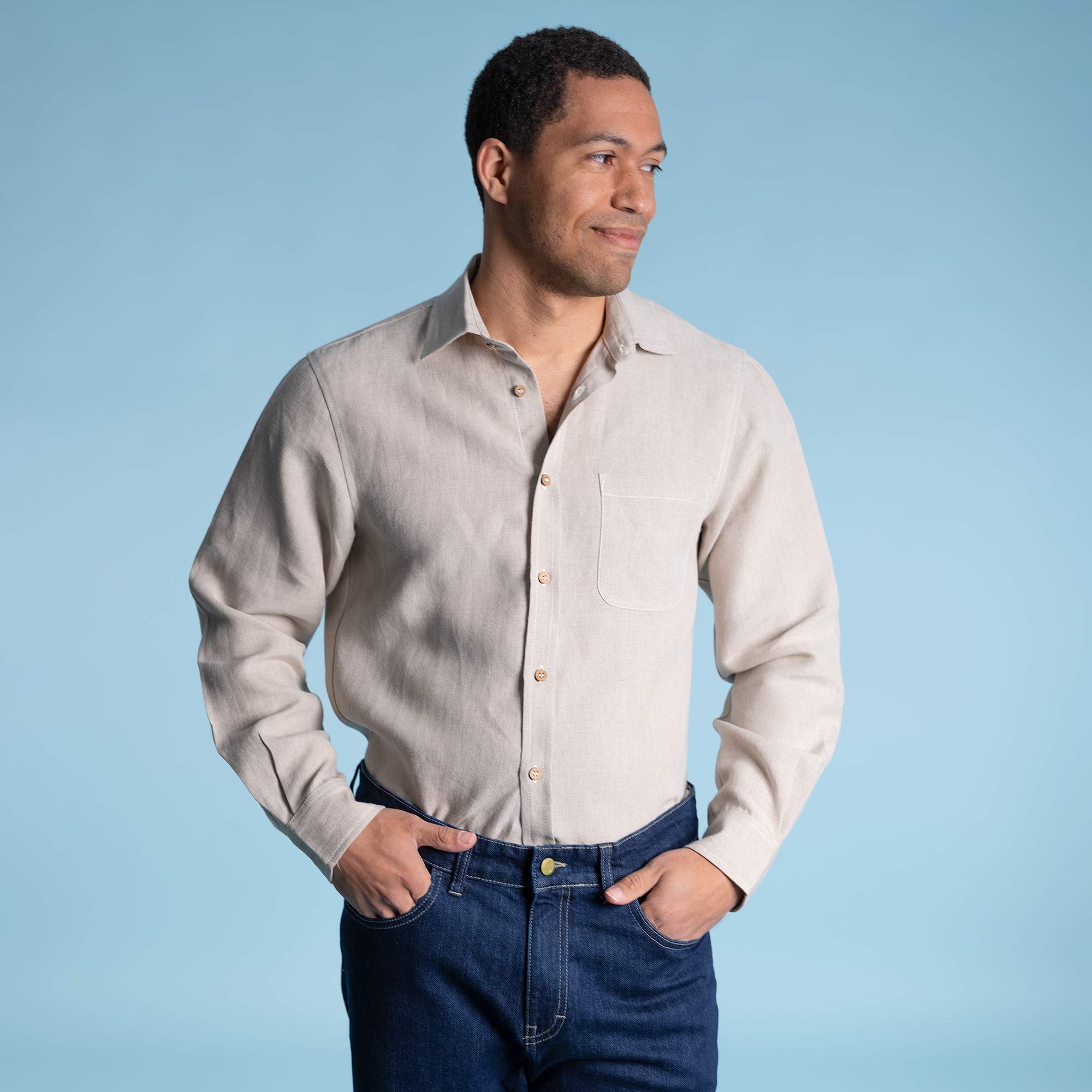 Plastic-free 100% Organic Linen Dress Shirt - No Synthetic Fibers Natural / XL Plastic-free 100% Organic Linen Dress Shirt - No Synthetic Fibers Natural / XL